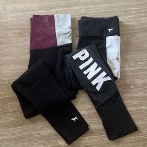 Ladies’ PINK YOGA VICTORIA’S SECRET 2 Pairs Leggings - size S (Pre-Owned)